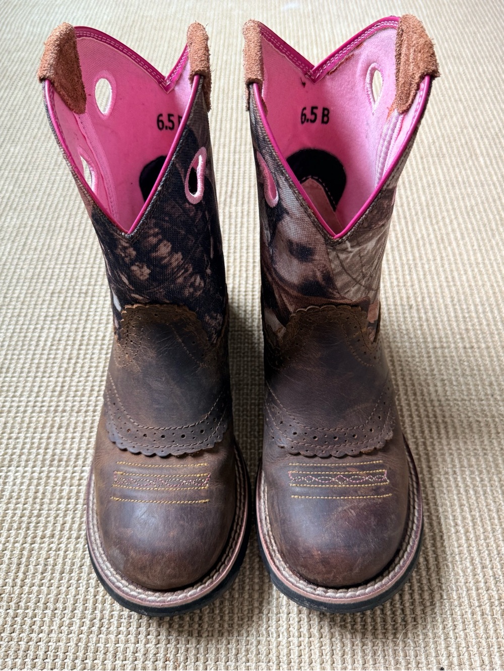 Ariat Big Kids Brown and Pink Western Cowboy Boots - Youth